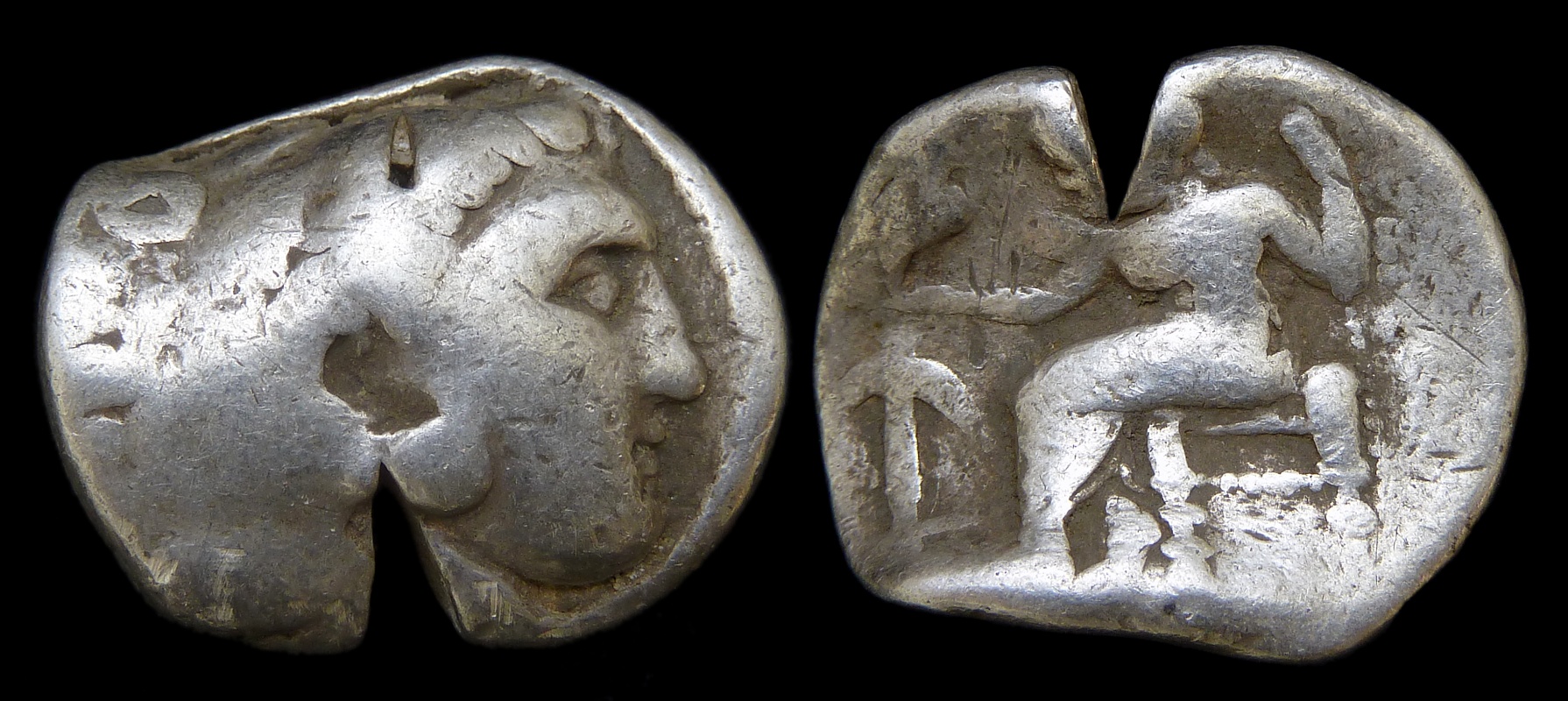 SELEUKID Seleukos I - Alexander Tetradrachm Bent Cut 3425.jpg