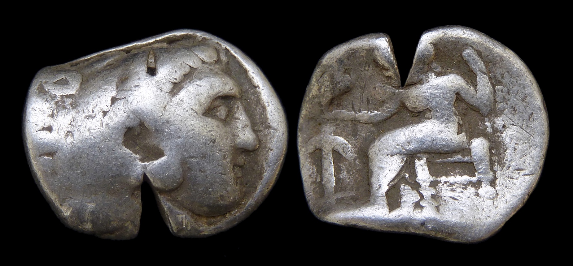 SELEUKID Seleukos I - Alexander Tetradrachm Bent Cut 3425.jpg