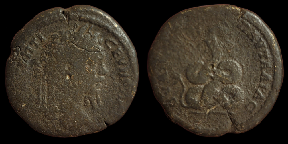 Septimius Severus, AE30, Pautalia Thrace, Serpent.png