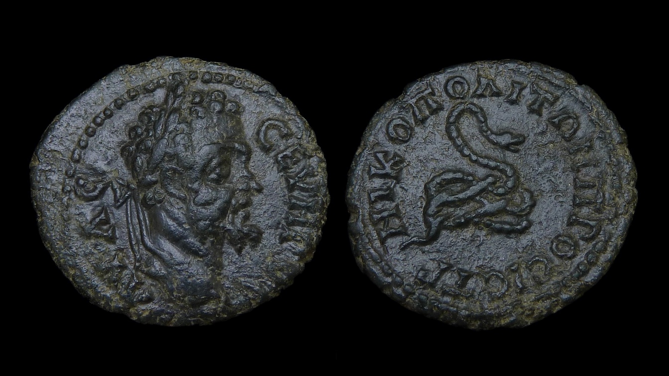 Septimius Severus - Moesia Nicopolis AE18 Serpent 2525.jpg