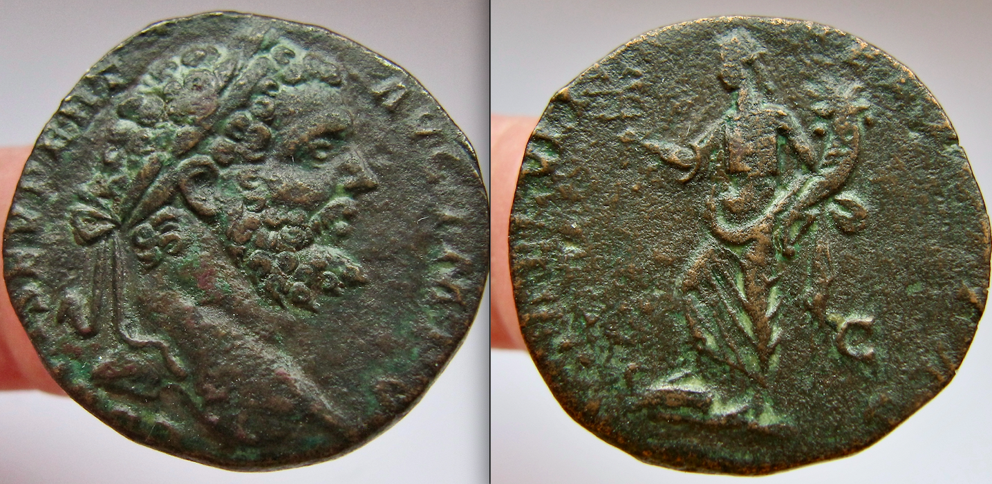 Septimius Severus Sestertius - Figure on Ships Prow - OBV:REV - OKP.png