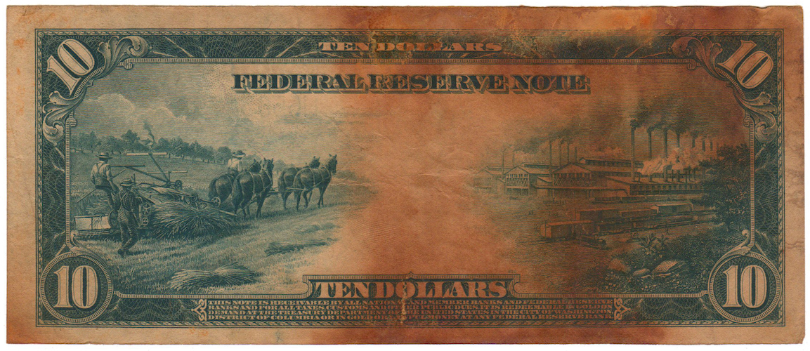 Series 1914 10 Dollar Federal Reserve Note St. Louis H5563179A - Back.jpg