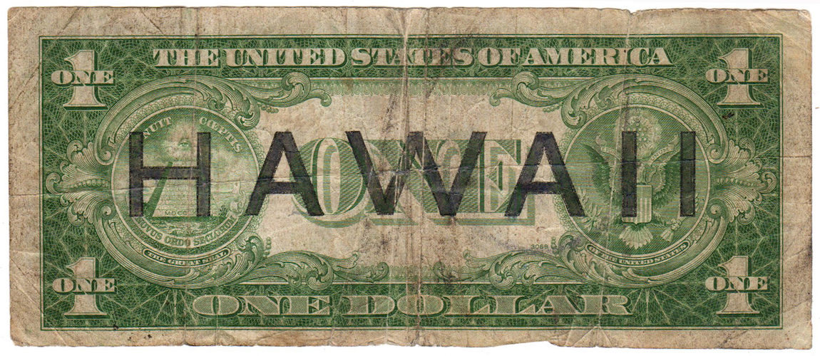 Series 1935A 1 Dollar Hawaii Silver Certificate L78947997C - Back.jpg