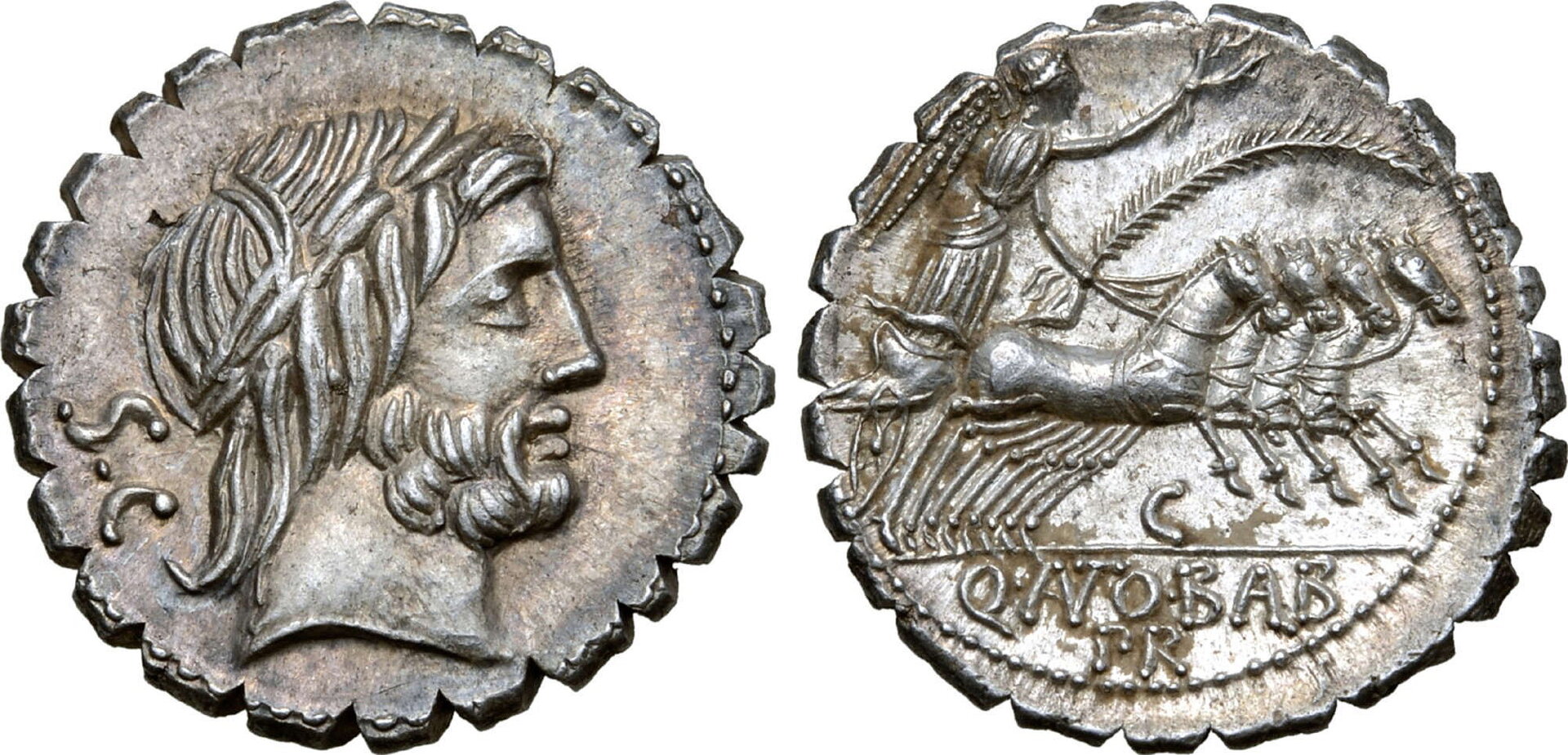 Serrate Denarius, AR 4.07 gm 19 mm, Crawford 364-1d.jpg