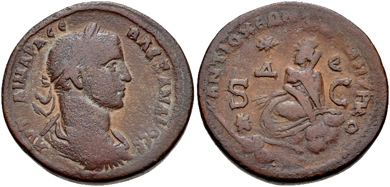 Sev. Alex., AD 222-235, 8 Assaria, 31 mm, 19.9 gm, MA 831a, V. Rare.jpg