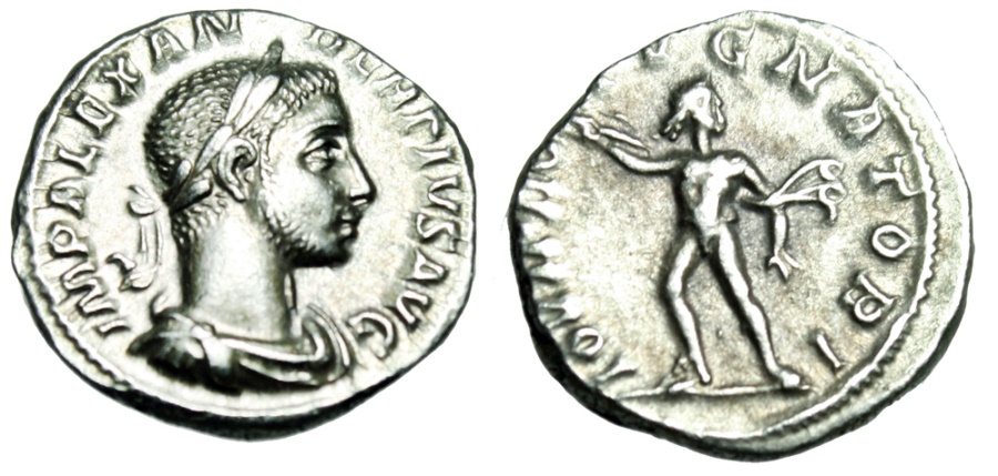 Severus Alexander - Denarius IOVI PROPVGNATORI holding eagle RIC 238 - Vcoinsbust1.jpg