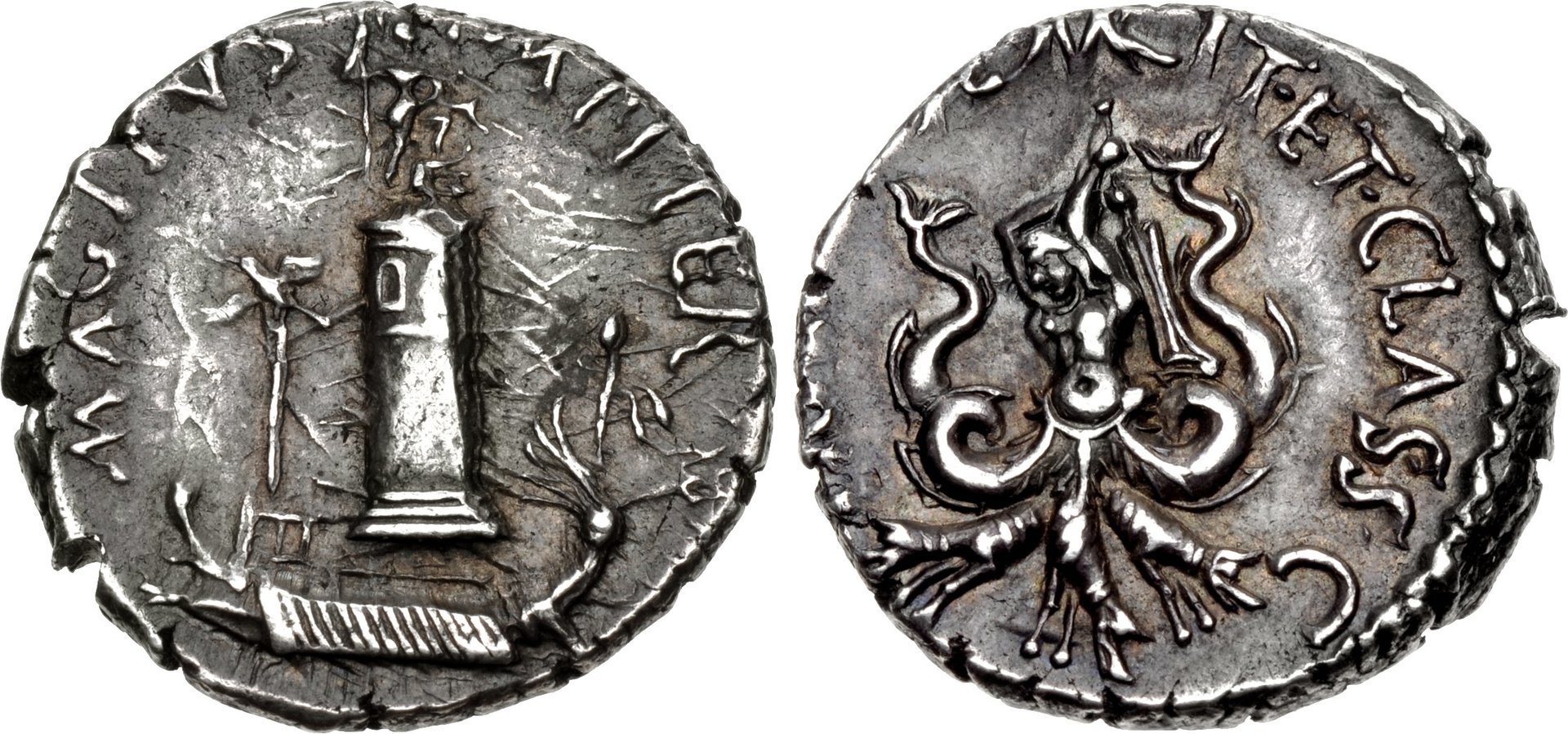 Sextus Pompey Pharos of Messana Denarius CNG 2013.jpg