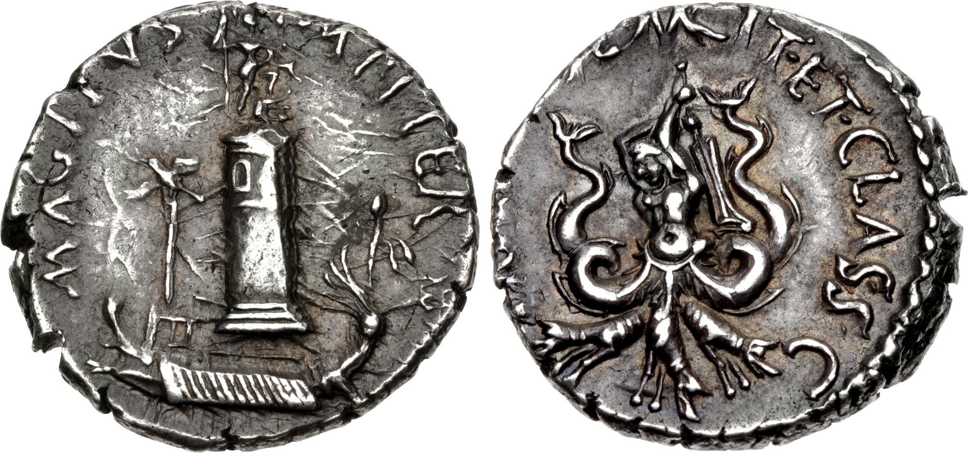 Sextus Pompey Pharos of Messana Denarius CNG 2013.jpg