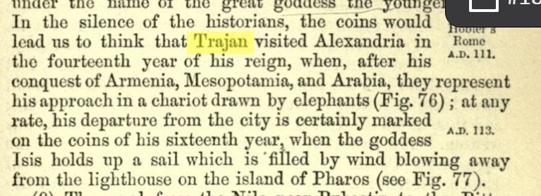 Sharpe, Samuel (d. 1881), Egypt to 640, Vol II p. 155 re Trajan in Egypt (1905 edition).jpg