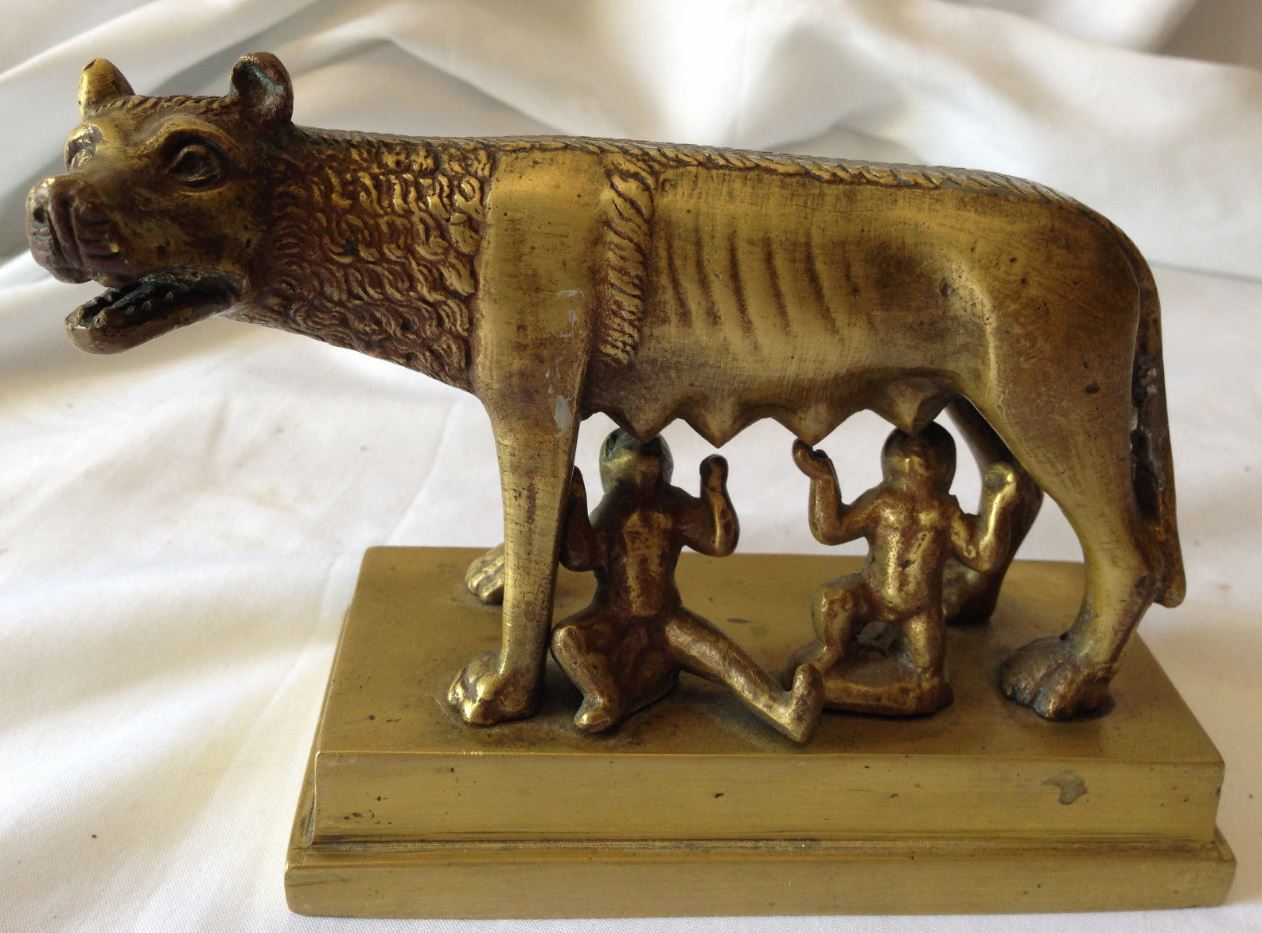 She-Wolf Romulus Remus bronze statuette.JPG