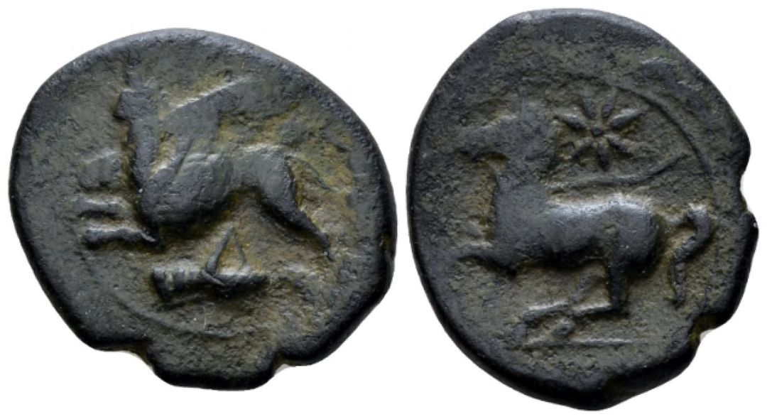 Sicily Kainon AE Naville 45 46 Clain-Stefanelli Dionysios II 367-357 BC (Tetras).jpg