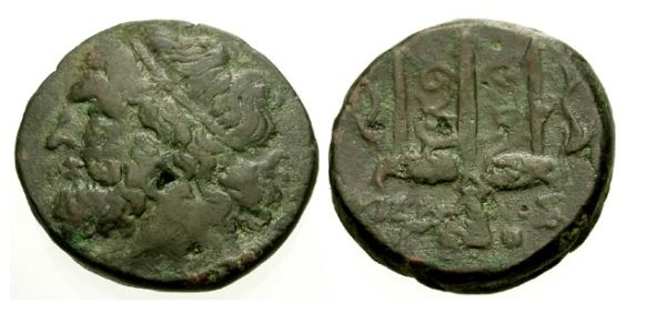 Sicily Syracuse 275-215 BC AE 19 Hieron II Poseidon-Trident - same as overstrike O-R.jpg