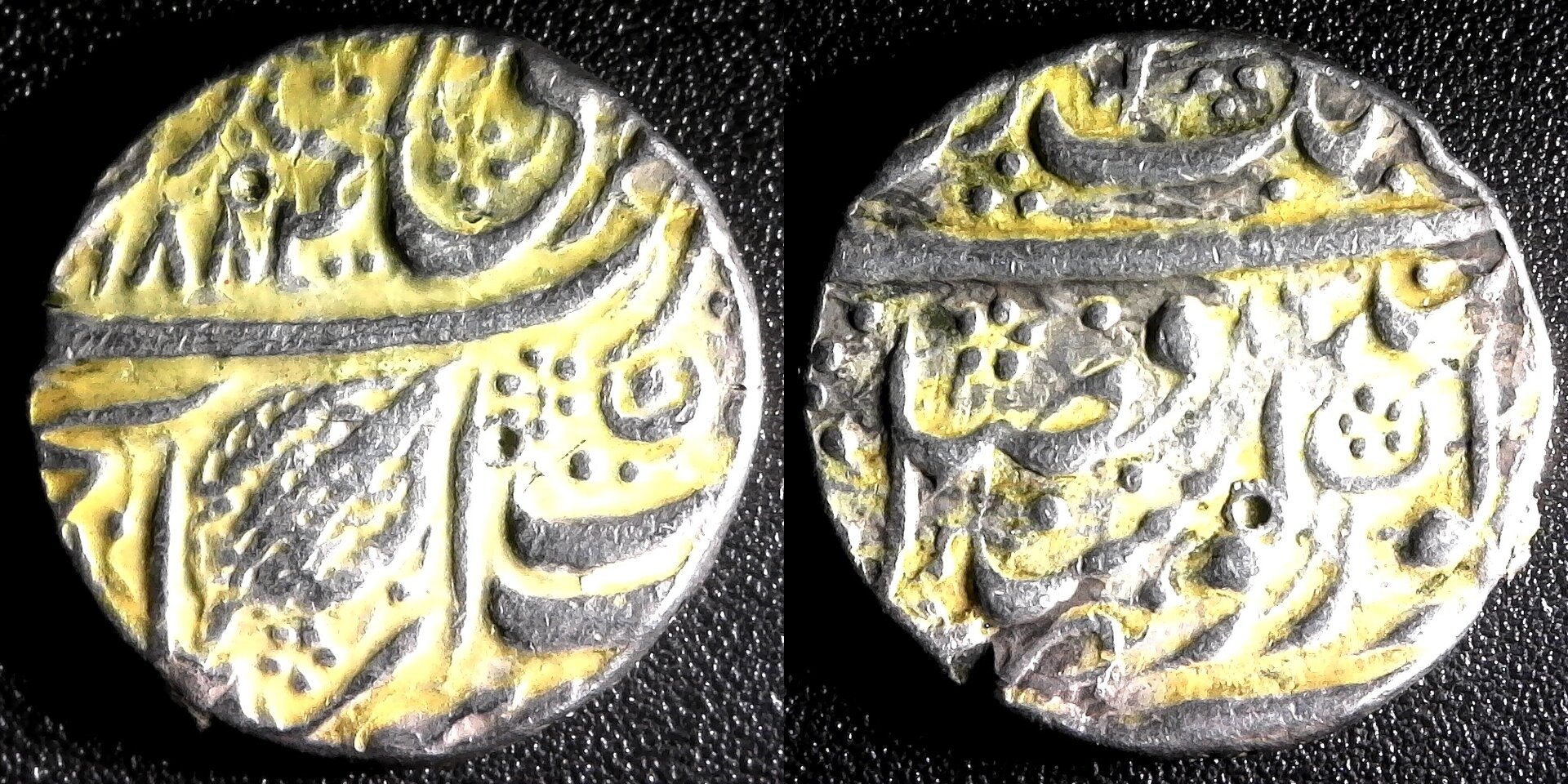 SIKH EMPIRE AR nanakshahi rupee (11.12g), Amritsar, VS1884, KM-21.1 obv b-side.jpg