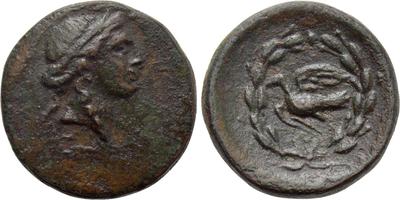 Sikyon Sikonyia - Apollo & Dove flying in wreath AE - Auct1 pic.jpg