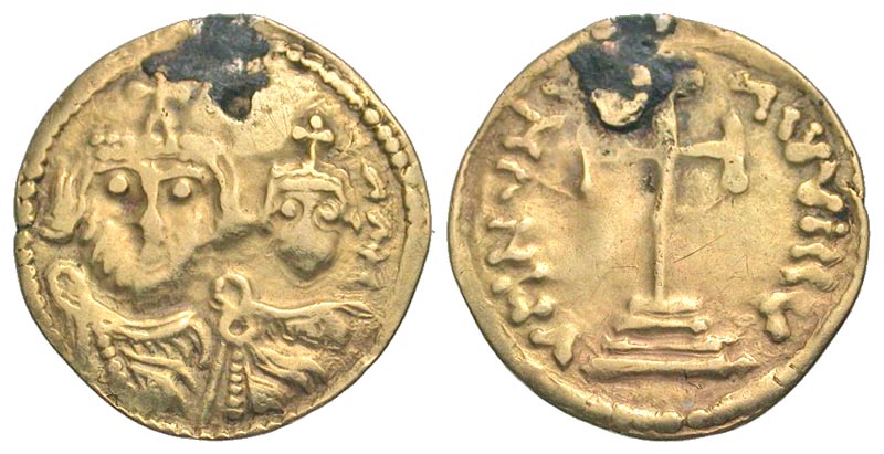A probably-Sogdian imitation of a Byzantine solidus of Heraclius, struck at an unknown location after 627 or so