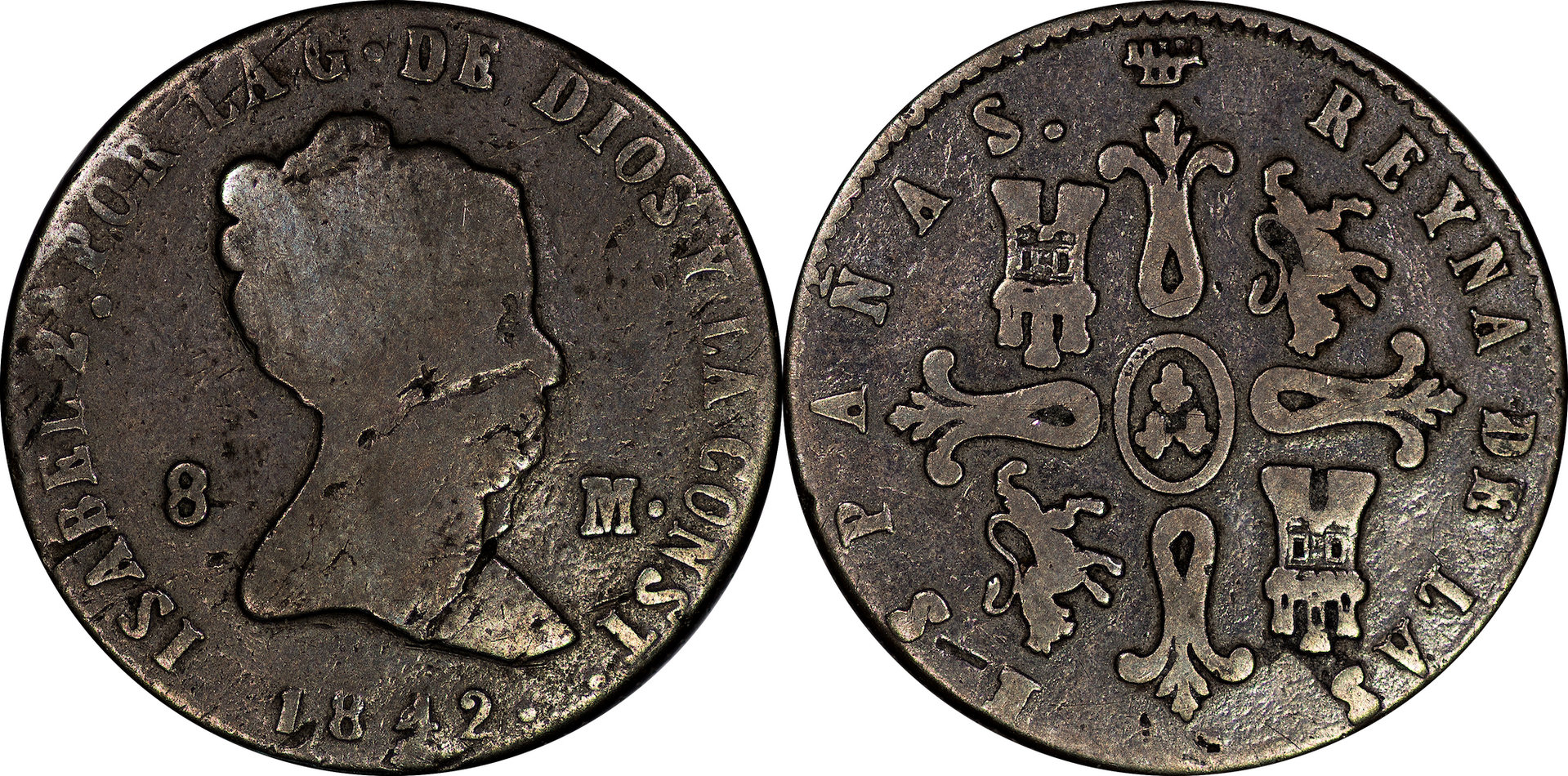 Spain - 1842 8 Maravedis.jpg