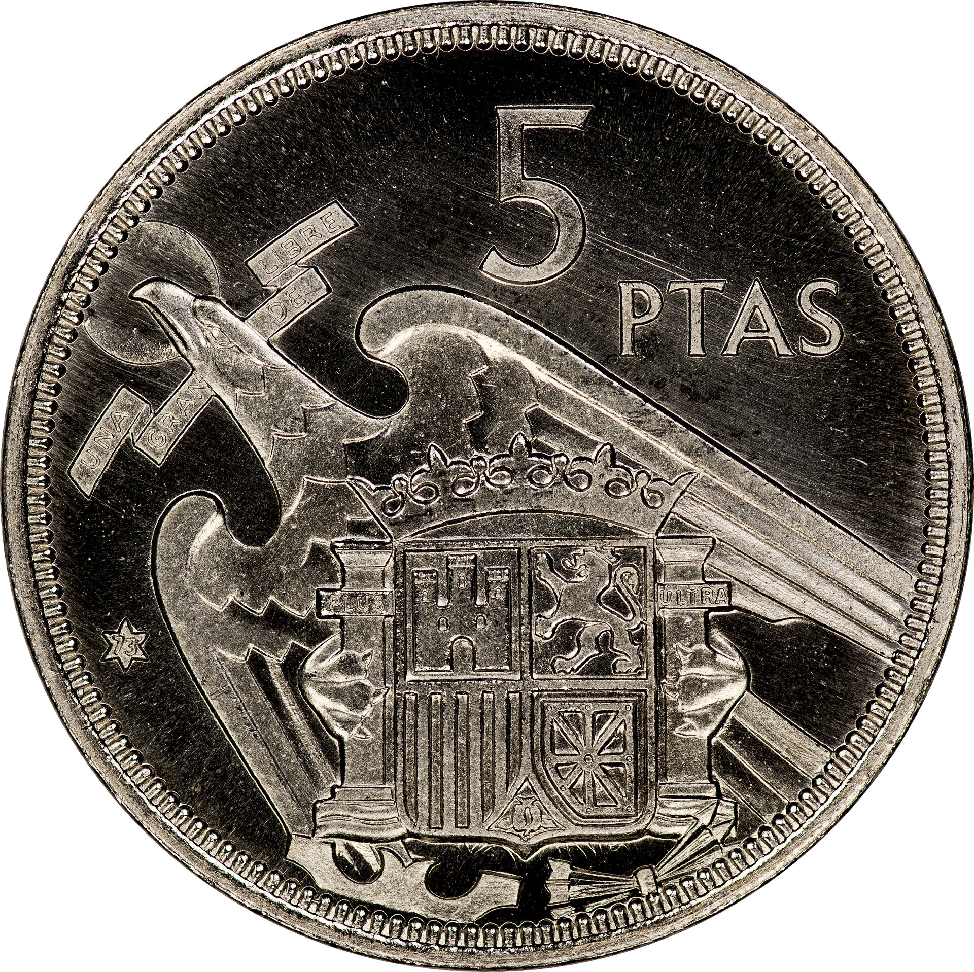 Spain - 1957 (73) Proof 5 Pesetas - Reverse.jpg