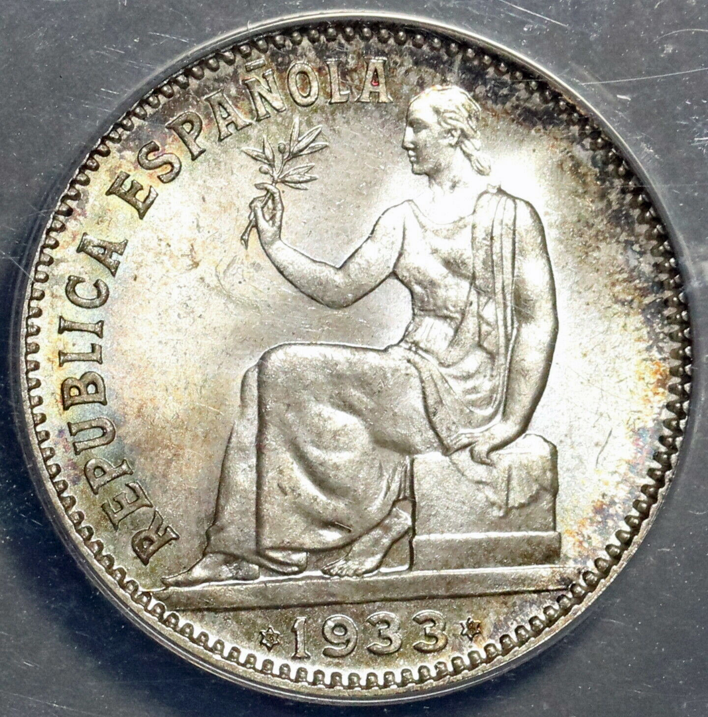 Spain, Second Republic, AR peseta, 1993.1 ANACS 64.jpg