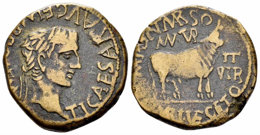 Spain, Terraconensis. Turiaso, As, Tiberius bull reverse jpg image.jpg