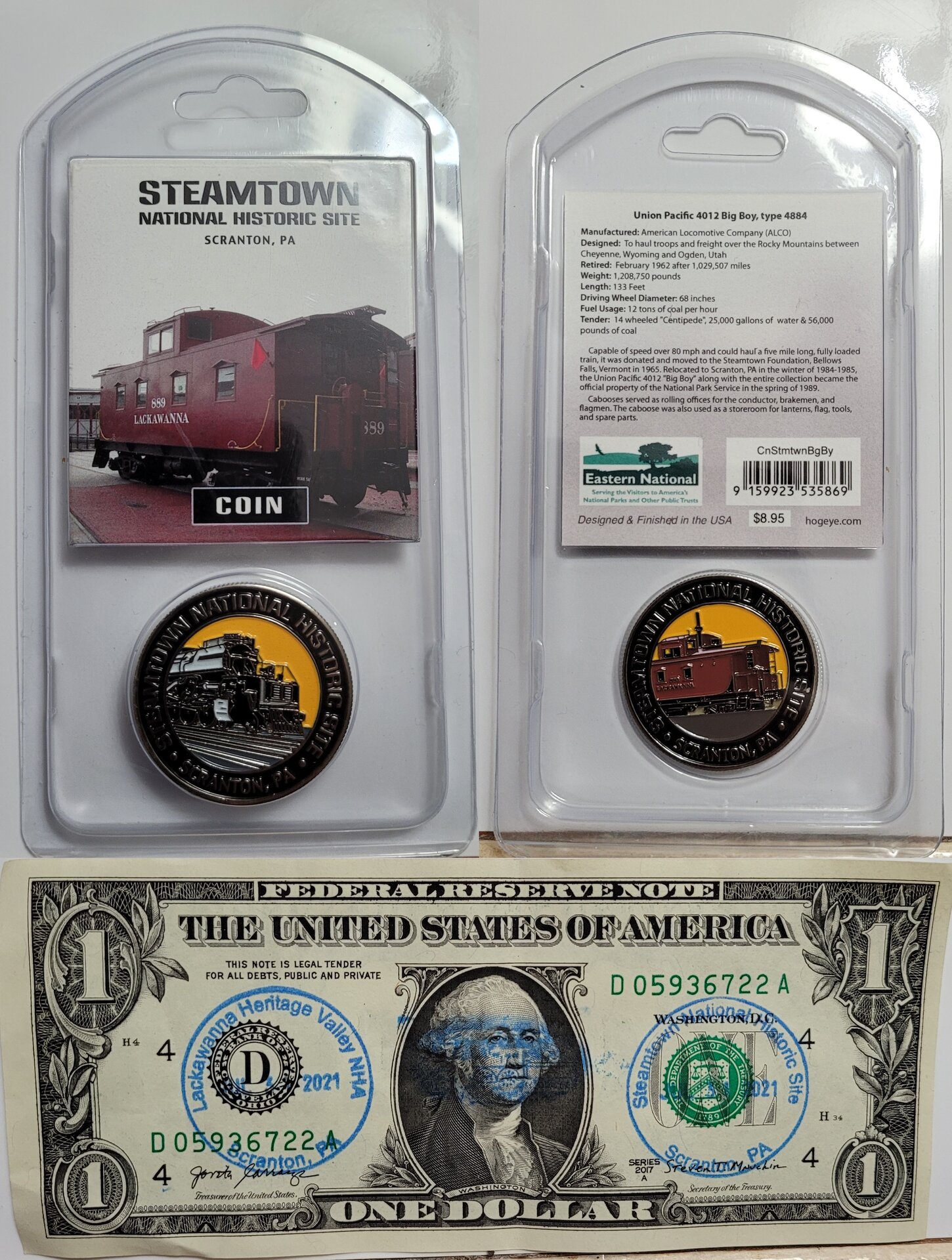 Steamtown coin and dollar.jpg