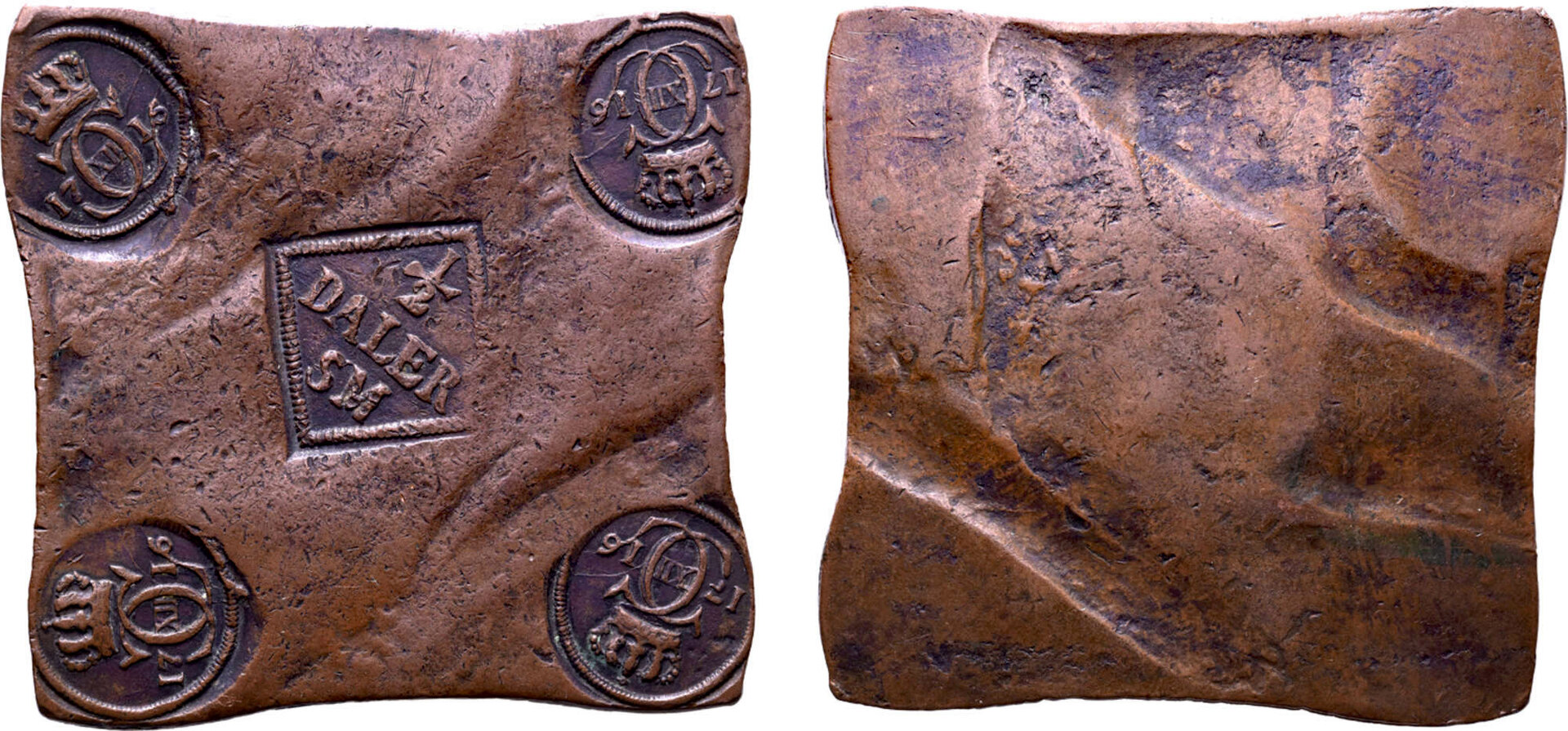 Sweden half dalder copper plate money 1716  371.51g Roma 93 1702 2-14-22.jpg