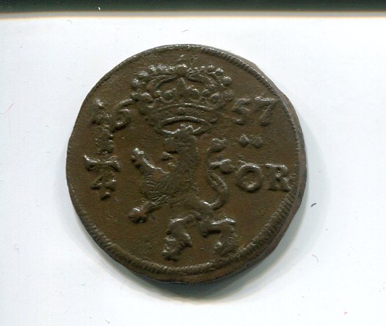 Sweden Karl X Gustav Qtr ore 1657 rev 342.jpg