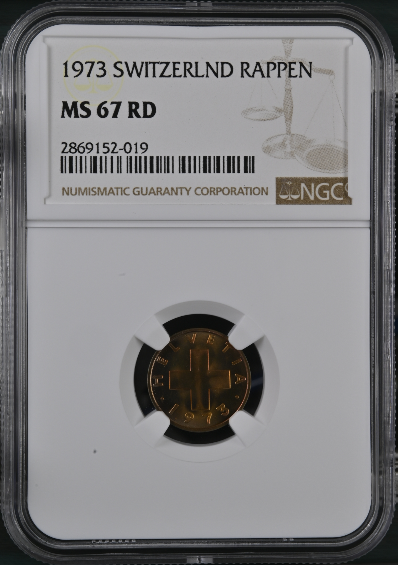 Switzerland - 1973 1 Rappen NGC MS67RD NGC Cert.png