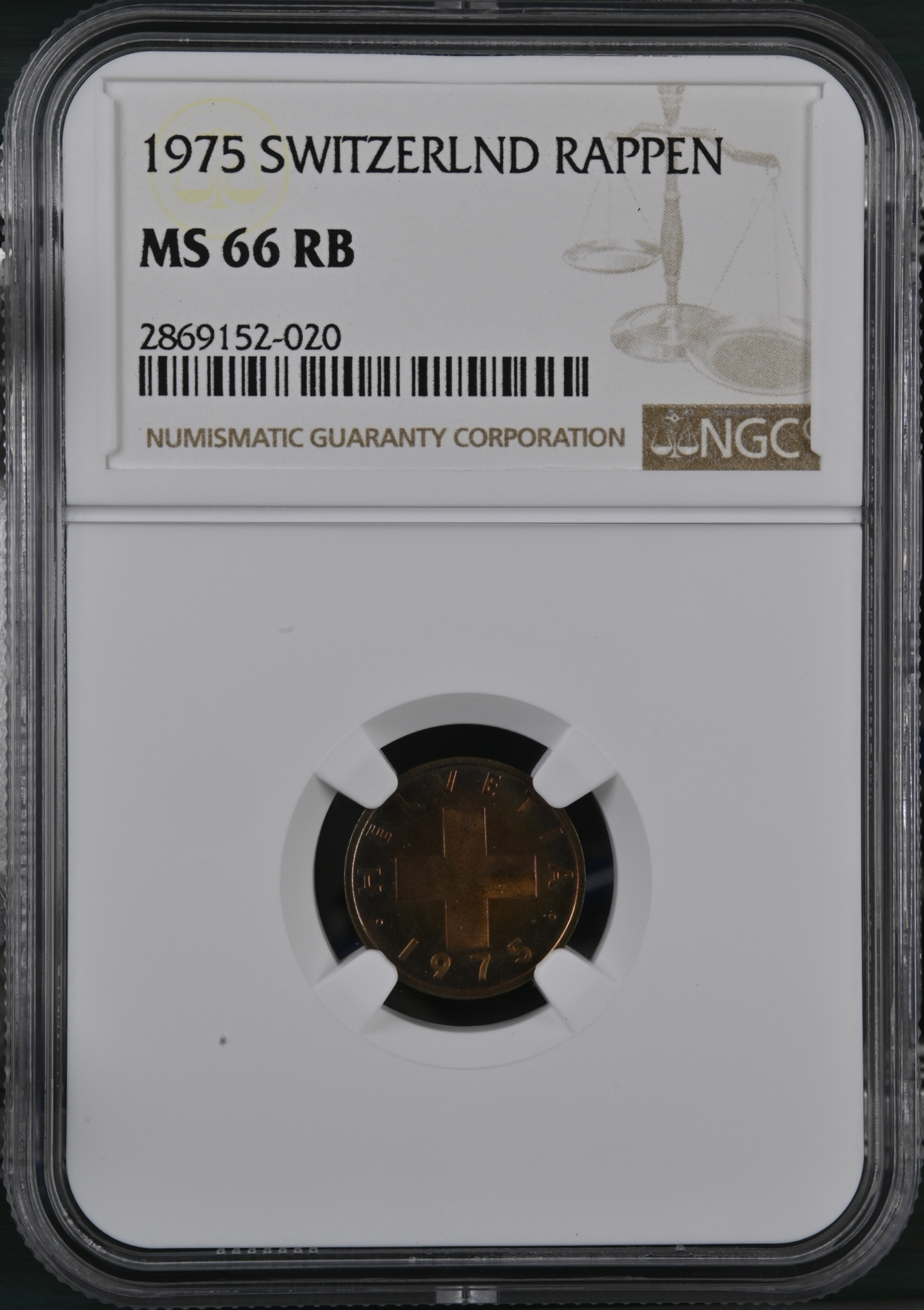 Switzerland - 1975 1 Rappen NGC MS66RB NGC Cert.png