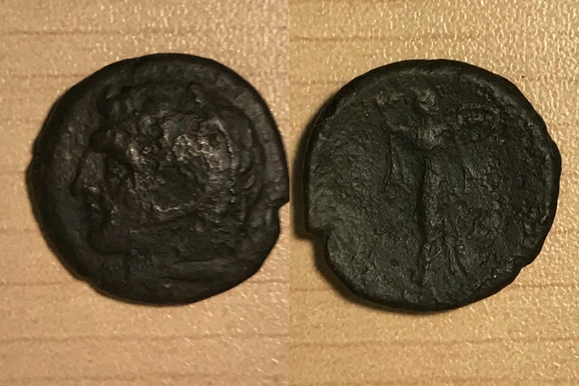 Syracuse Sicily Pyrrhus 278-275 BCE AE 24mm 9.2g HeraklesHd - Athena Promachos SG1213 LE584.jpg