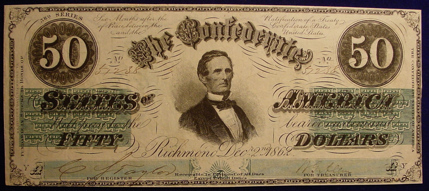 Доллары Конфедеративных Штатов Америки. Доллар с портретом Джефферсона.