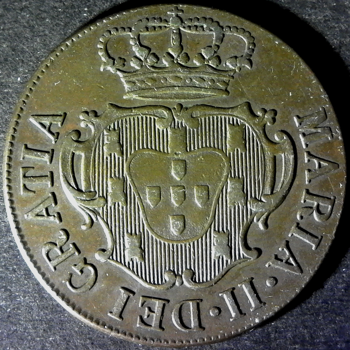 TERCEIRA ISLAND Maria II in exile 10 reis 1830 obv less 10.jpg