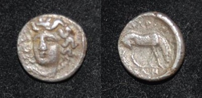 Thessaly Larissa 344-337 BCE AR Obol 0.68g Nymph Larissa Horse Grazing SNG Cop 1.jpg