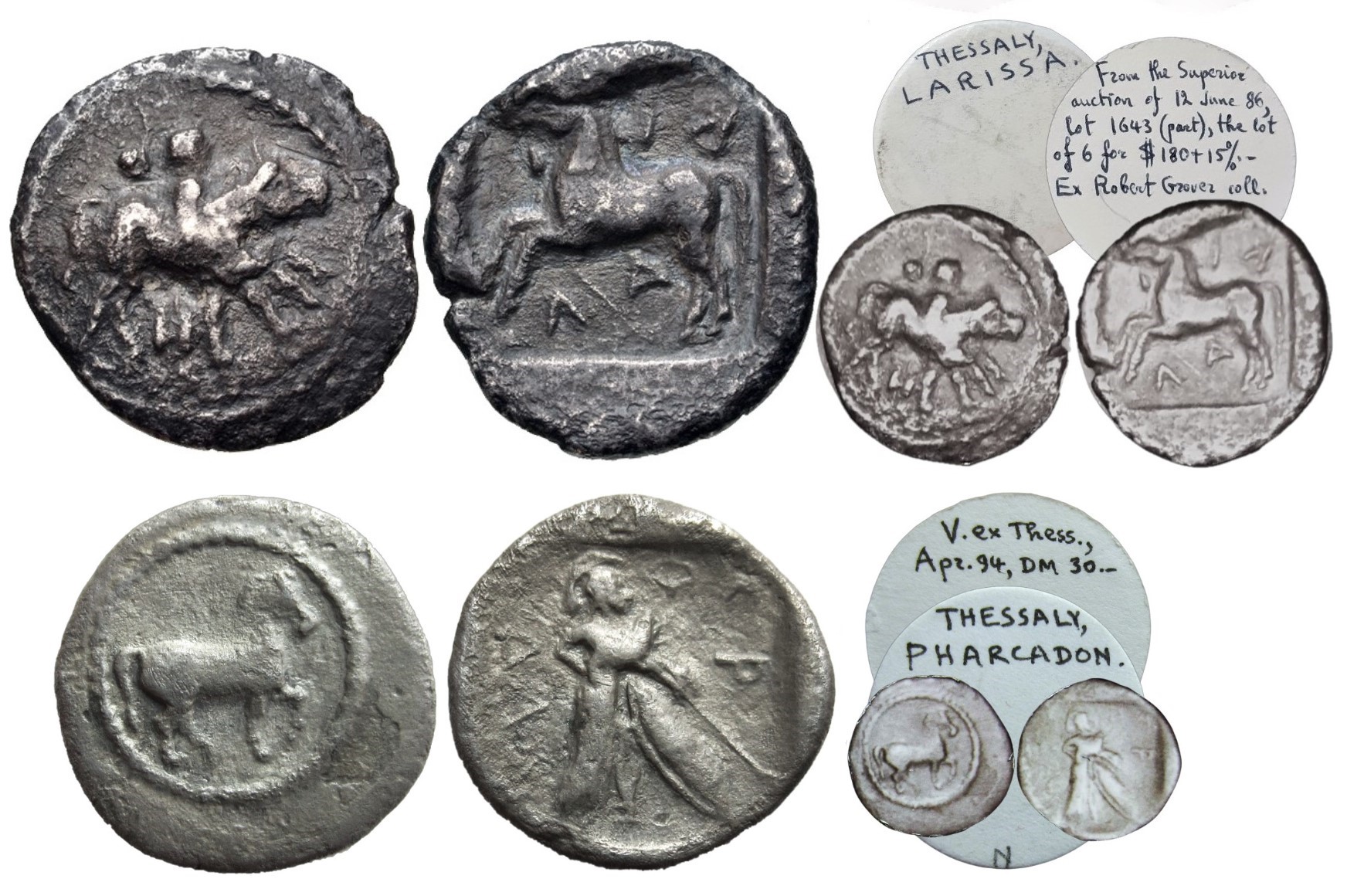 Thessaly Larissa Drachm Ex BCD Grover Thessalos Horse Bull.jpg