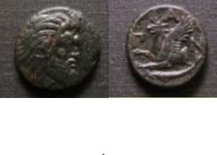 Thrace Pantikapaion 4th C BC, AE 20 Pan head - Griffin forepart BMC 869 Obv-Rev.jpg