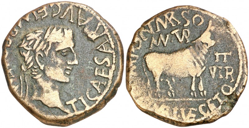 Tiberius Hispania Turiaso As bull Aureo & Calico Auction 364 Lot 1202.jpg