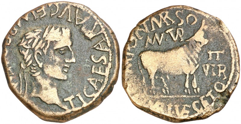 Tiberius Hispania Turiaso As bull Aureo & Calico Auction 364 Lot 1202.jpg