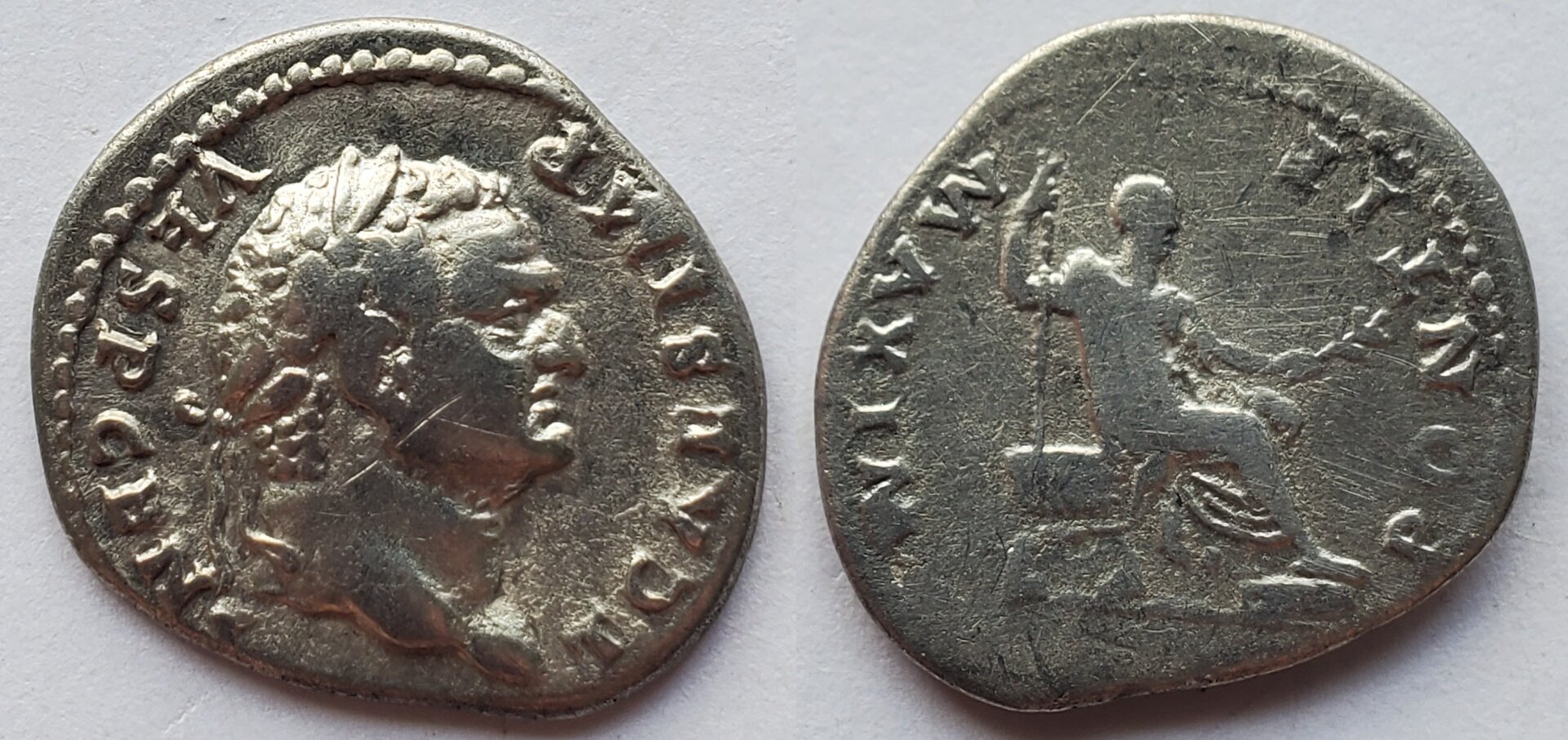 Titus as Caesar AR denarius PONTIF MAXIM vespasian mule.jpg