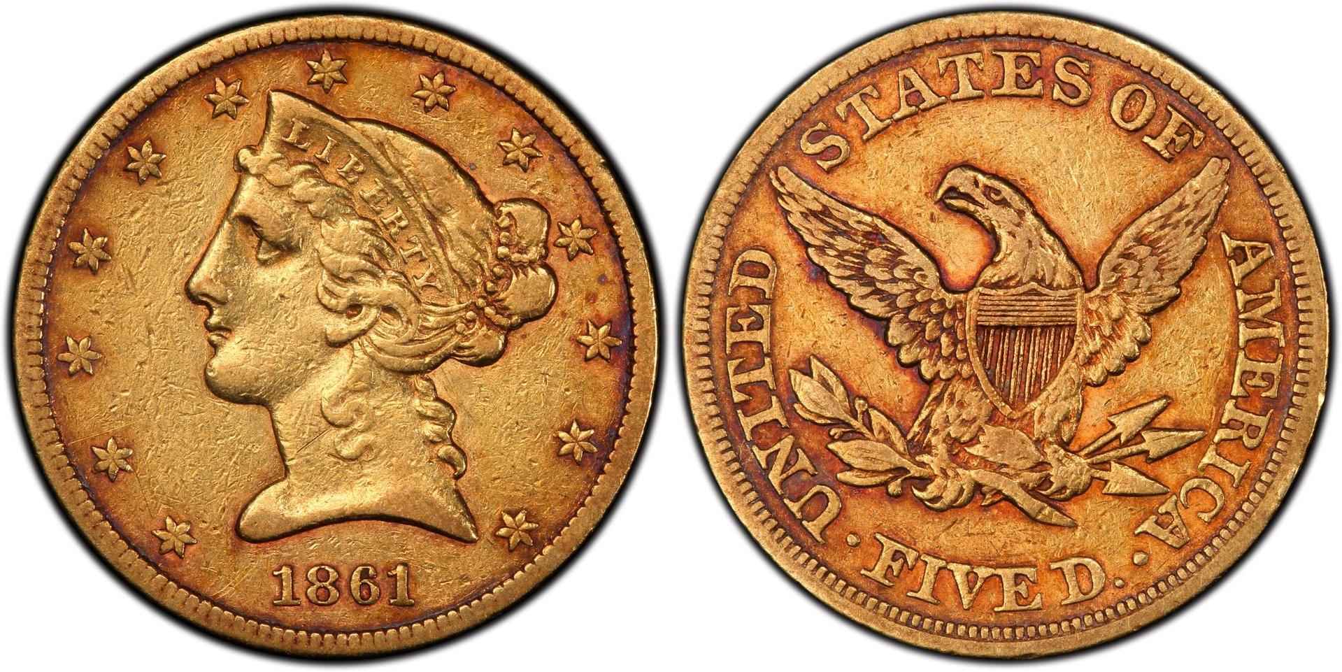 Toned Gold Coin 1861 $5 2.jpg