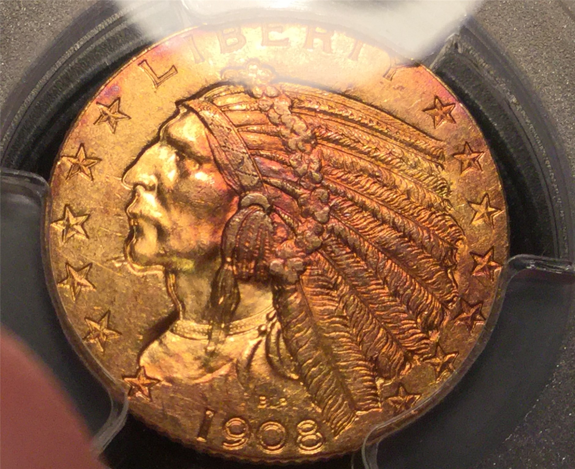 Toned Gold Coin 1908 $5 (3).jpg