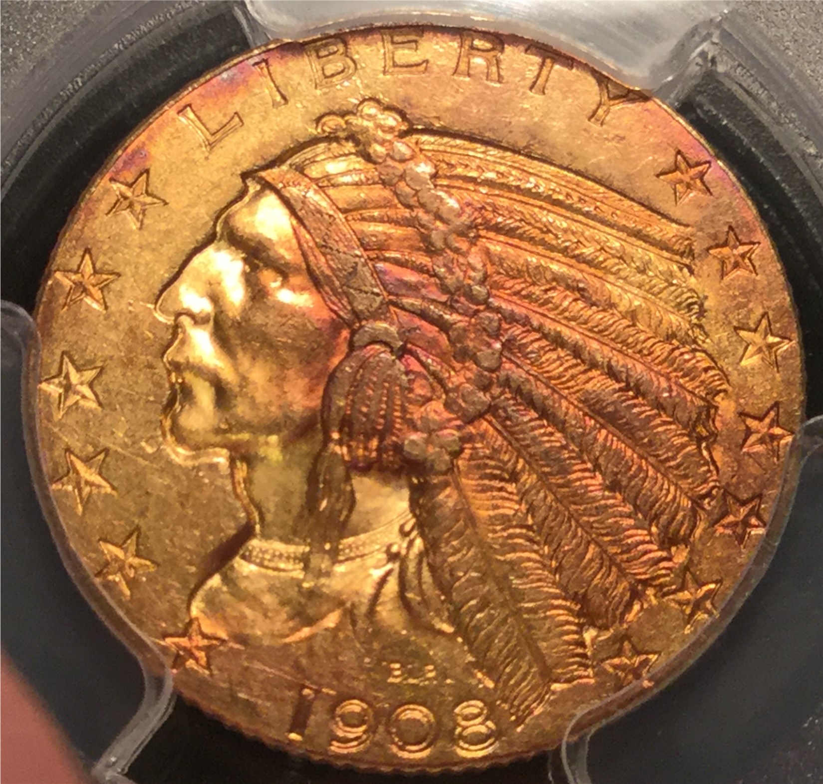 Toned Gold Coin 1908 $5 (4).jpg