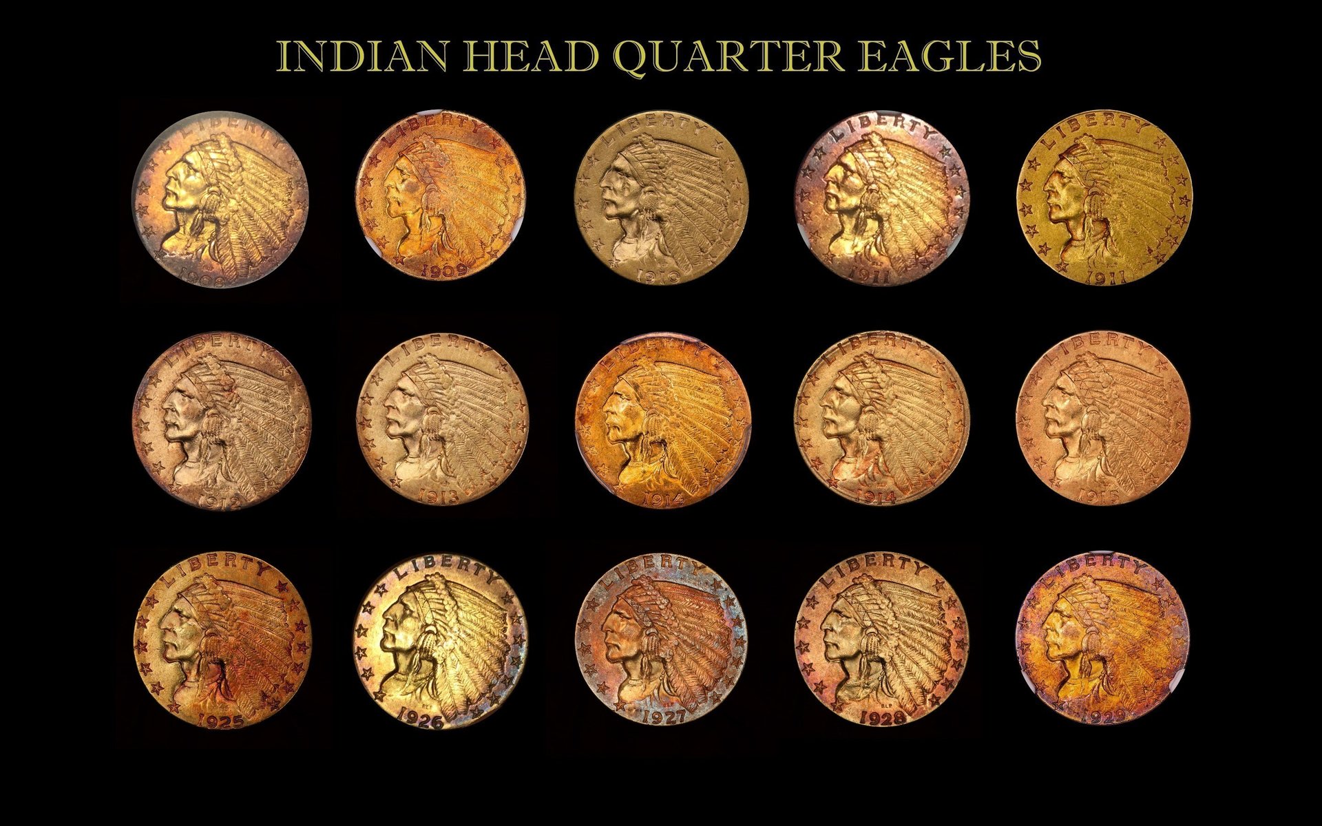 Toned Gold Indian Head Coin Collection Obverse updated 2017127.jpg