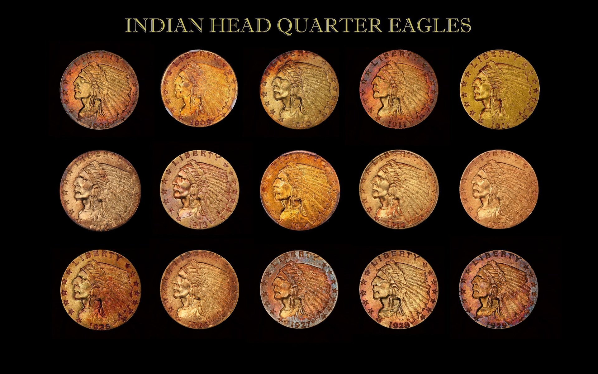 Toned Gold Indian Head Coin Collection Obverse updated 20181030.jpg