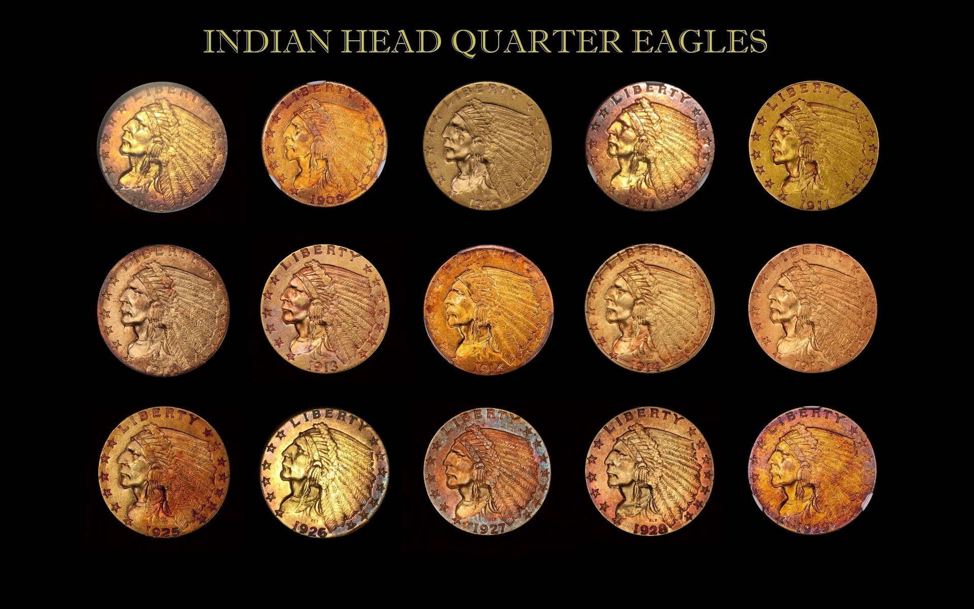 Toned Gold Indian Head Coin Collection Obverse updated 2018314.jpg