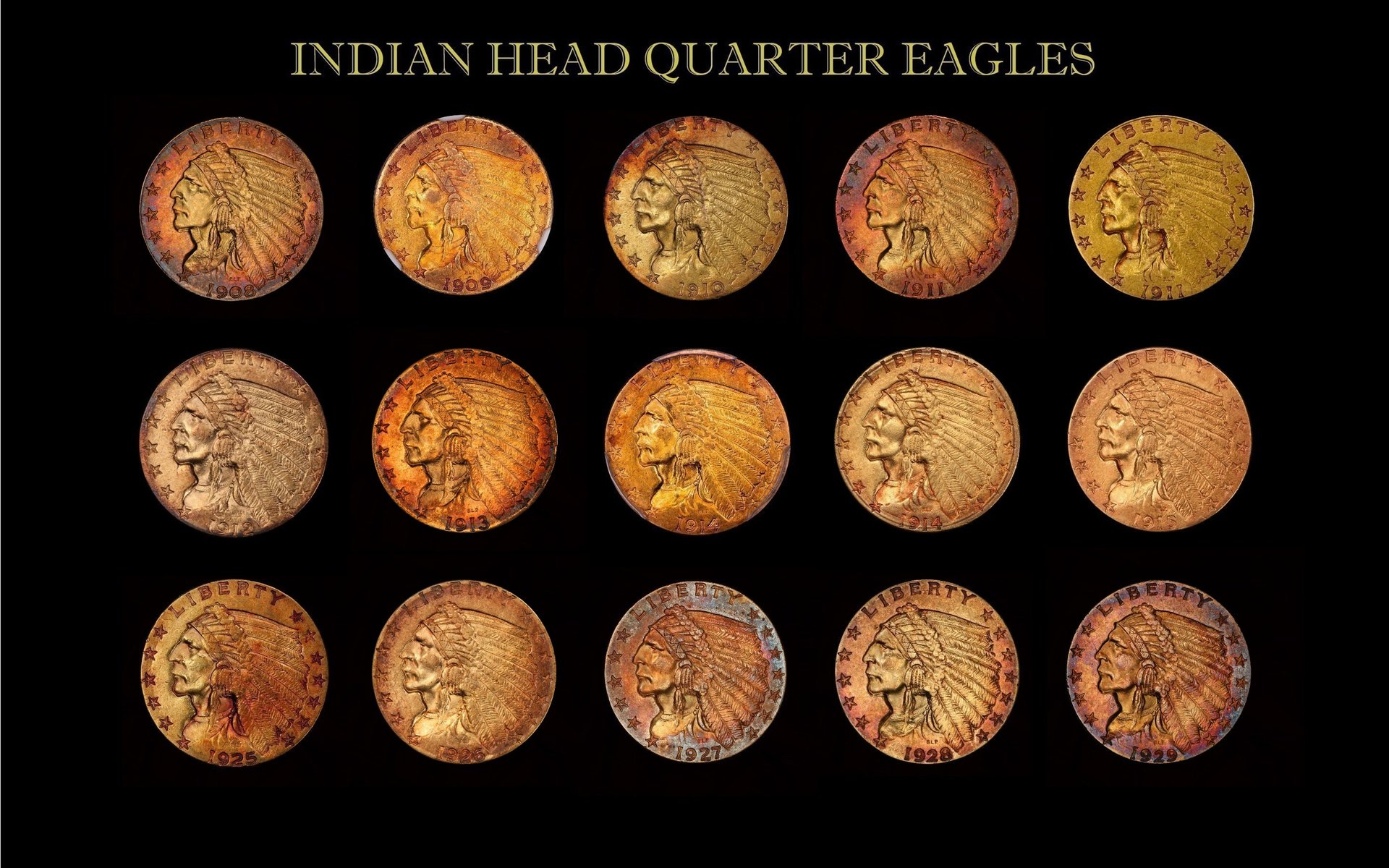 Toned Gold Indian Head Coin Collection Obverse updated 20200607.jpg