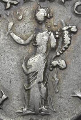 Trajan PONT MAX TR POT COS II Pax standing denarius close up.jpg