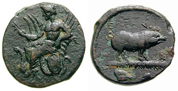 Triptolemos in winged chariot drawn by two snakes CNG 1.15.2002.jpg