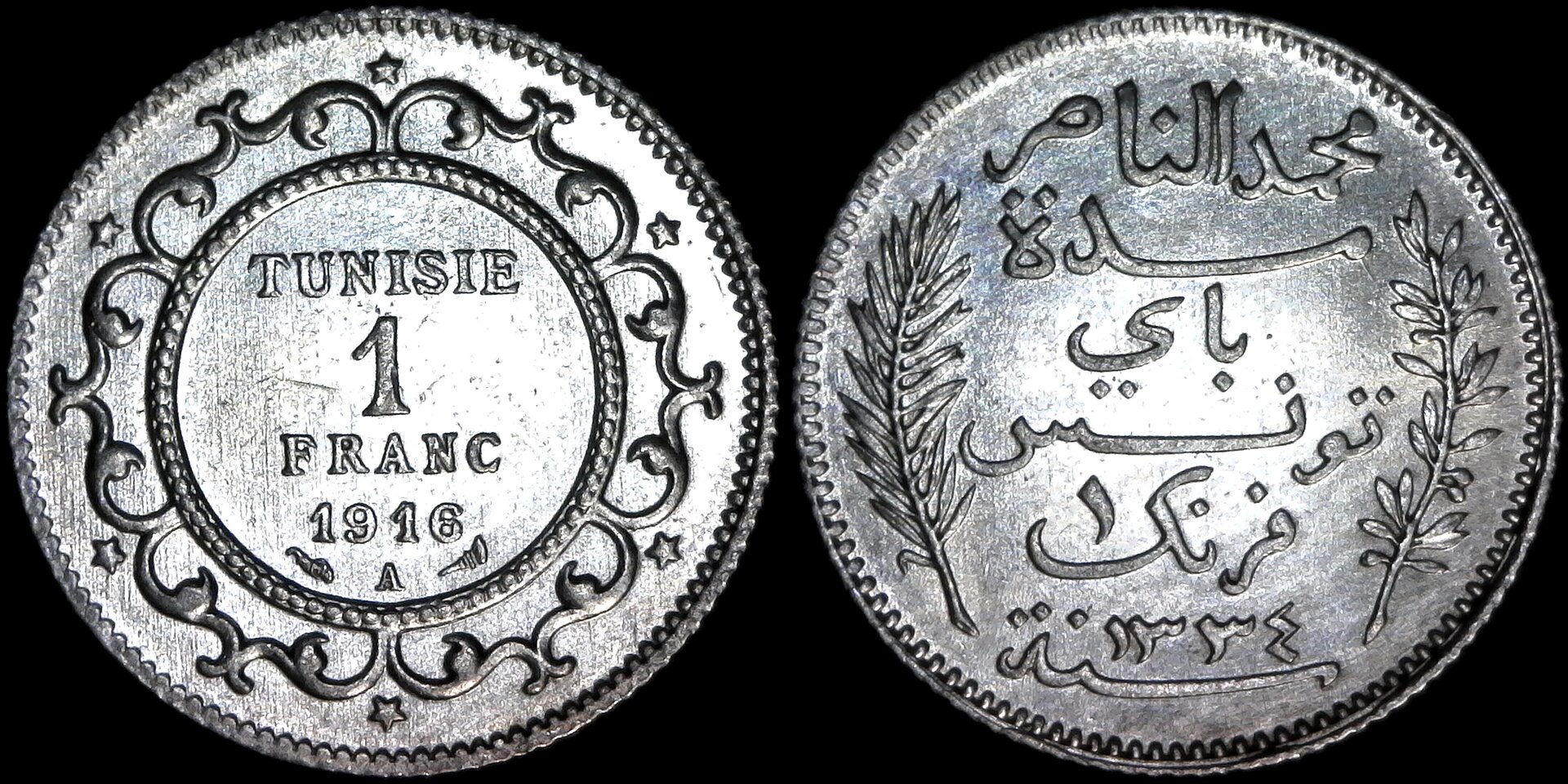 Tunisia 1 Franc 1916A obv-side.jpg