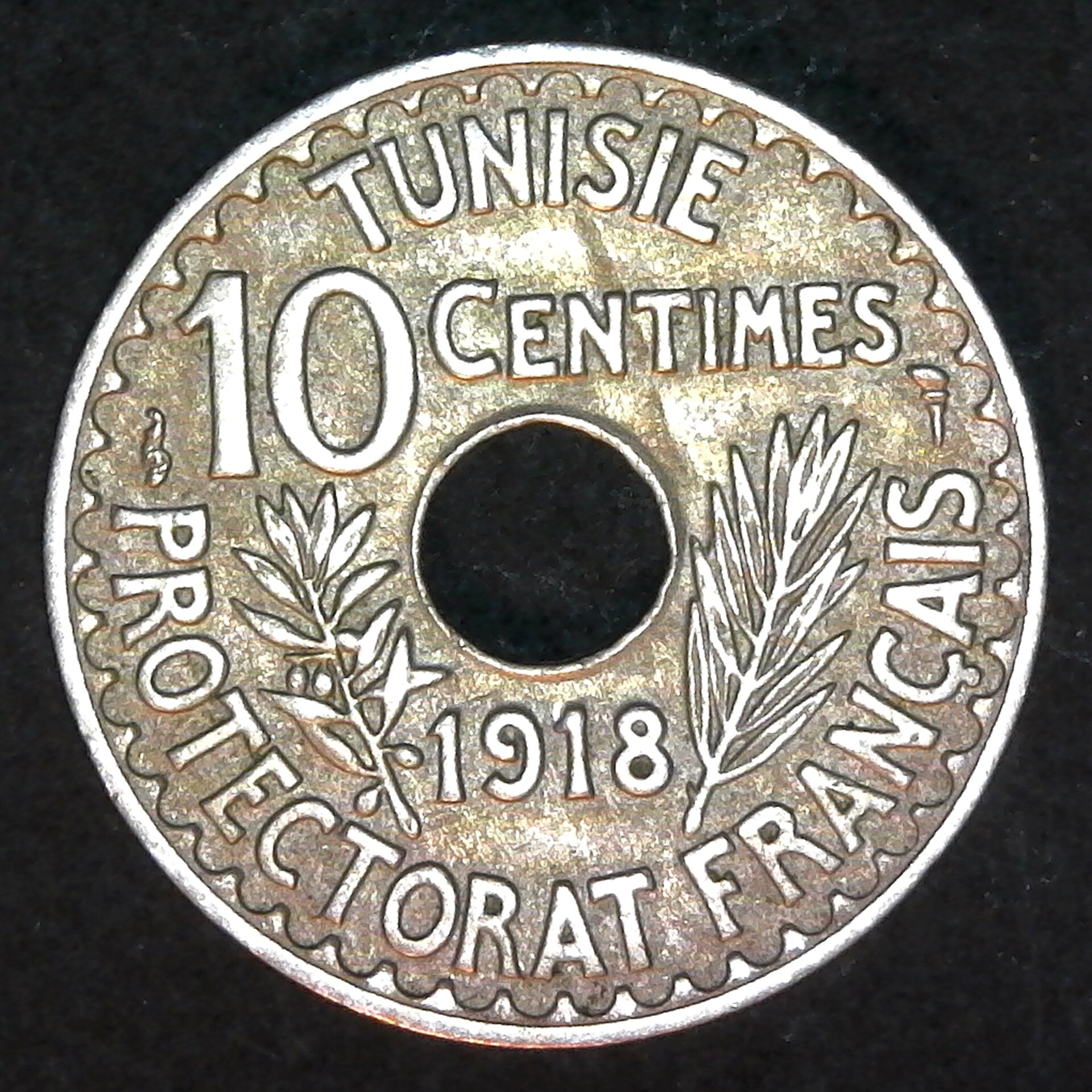 Tunisia 10 Centimes - Muhammad V 1918 obv.jpg