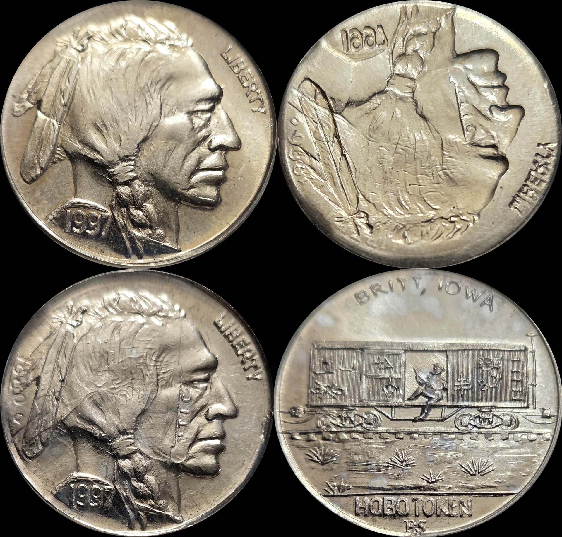 Two(2) piece set Brockage Mated Pair 1997 Hobo token A-horz-vert.jpg