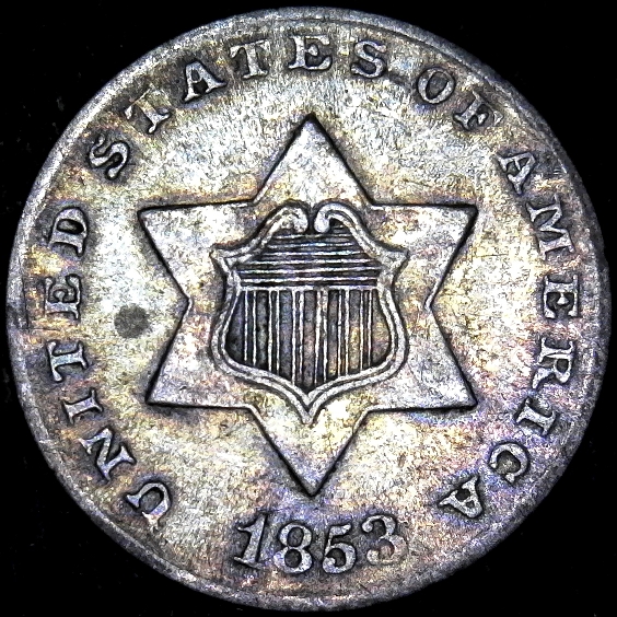 United States 3 Cent silver 1853 obverse 50.jpg